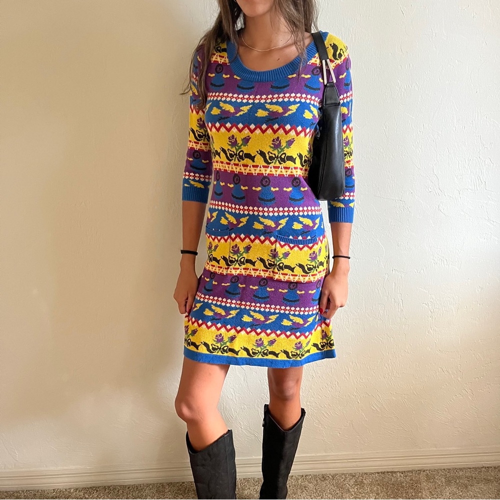 Betsey Johnson Vintage Archive Punk Label Reissue Knit Sweater Dress